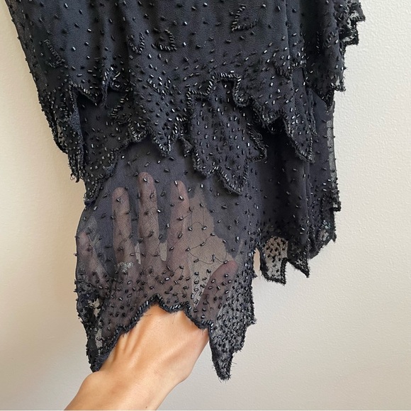 Vintage beaded whimsigoth dress asymmetric tiered fairy dark grunge witchy goth - Picture 6 of 16